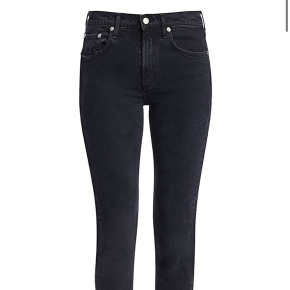 AGOLDE Toni Mid-Rise Distressed-Hem Stretch Slim-Fit Ankle Jeans - Picture 2 of 7